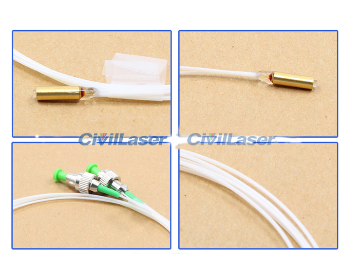 Optical Fiber Double Core Collimator C-Lens Gold Plated Tube APC Fiber Connector